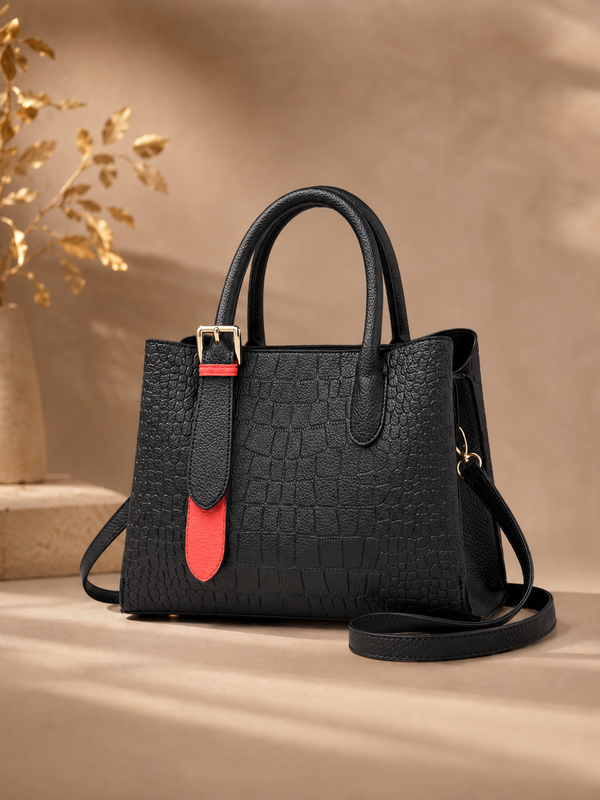Crocodile-Pattern Shoulder Bag