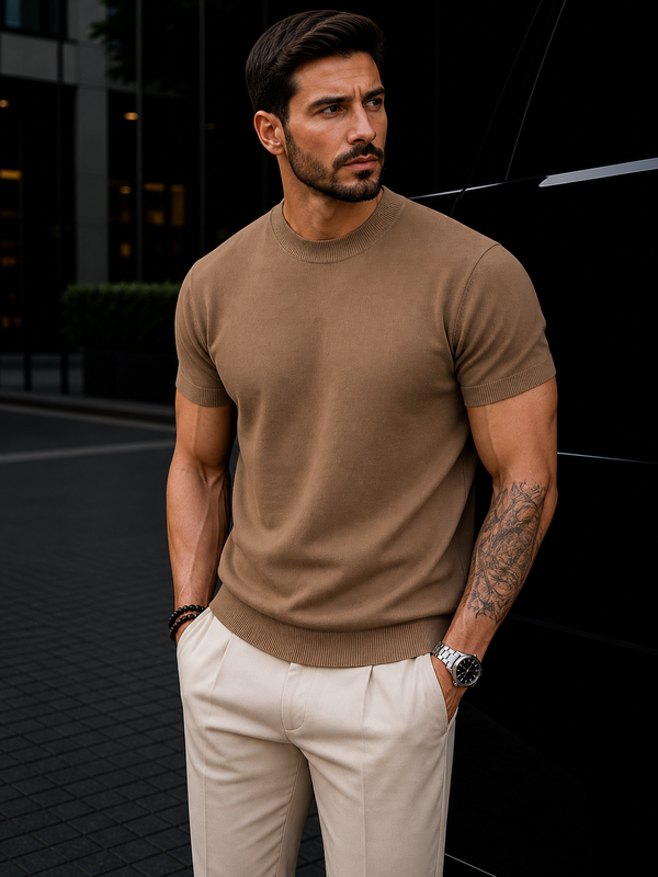 Refined Style Solid Color Short Sleeve Shirt