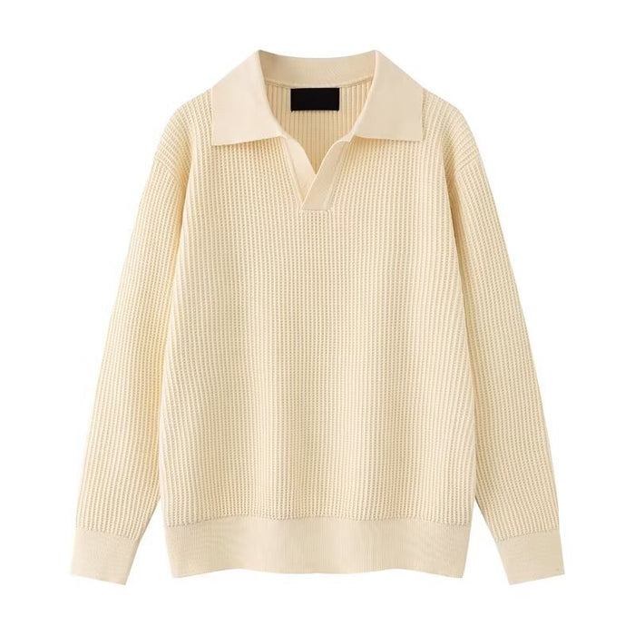 Regular-Fit Long-Sleeve Wave-Detail Pullover Sweater